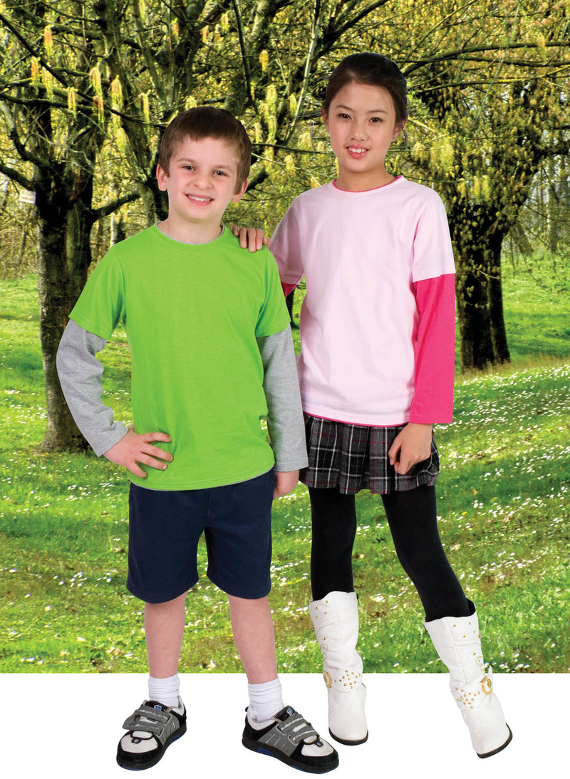 Kid's Double Sleeve T-shirt in Aqua/White
