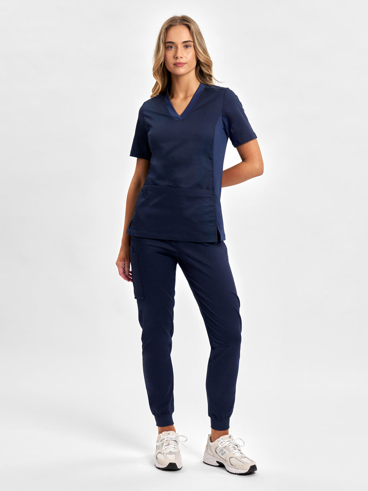 Inaura Riley Womens Slim Leg Jogger Scrub Pant — model view