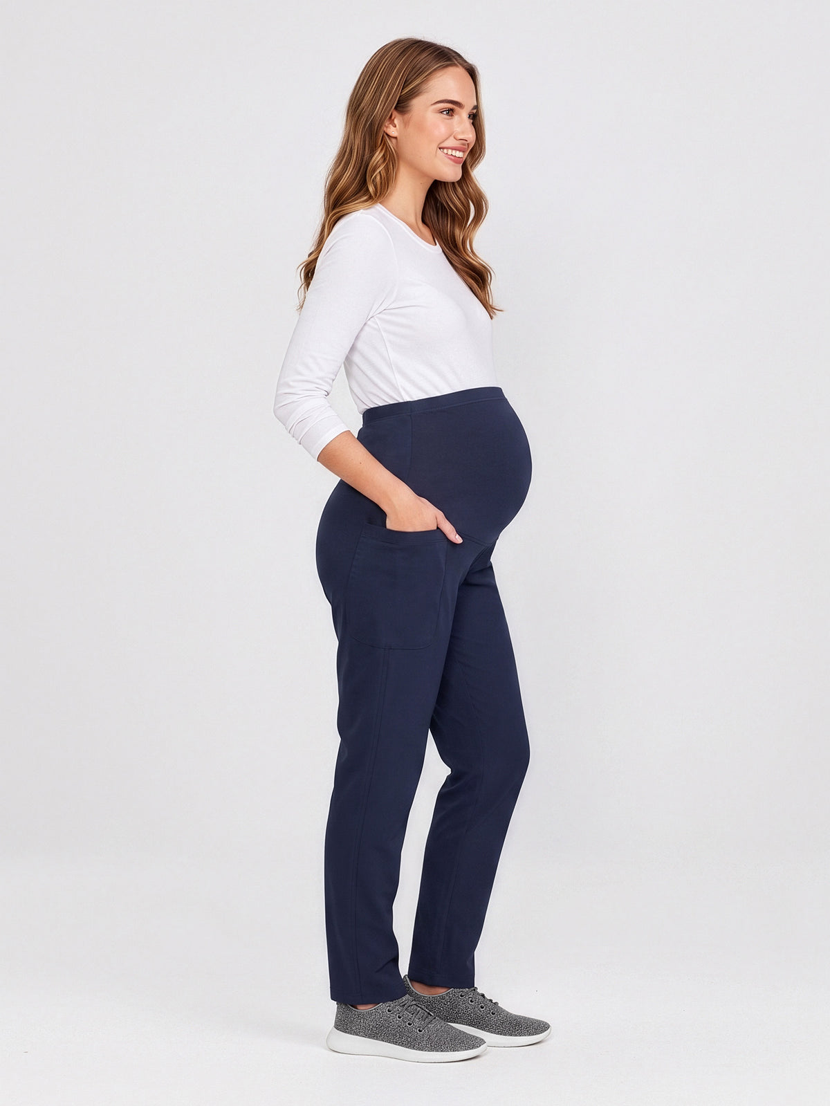 Inaura Rose Womens Maternity Scrub Pant — model view