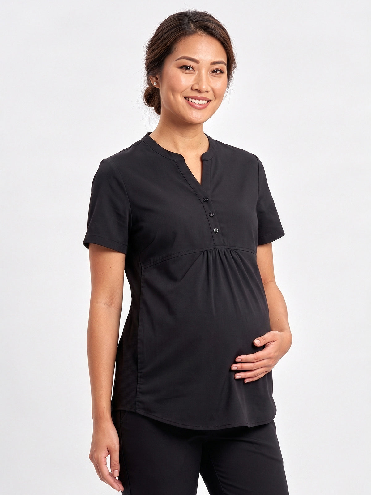 Inaura Rose Womens Tunic Scrub Top — model view