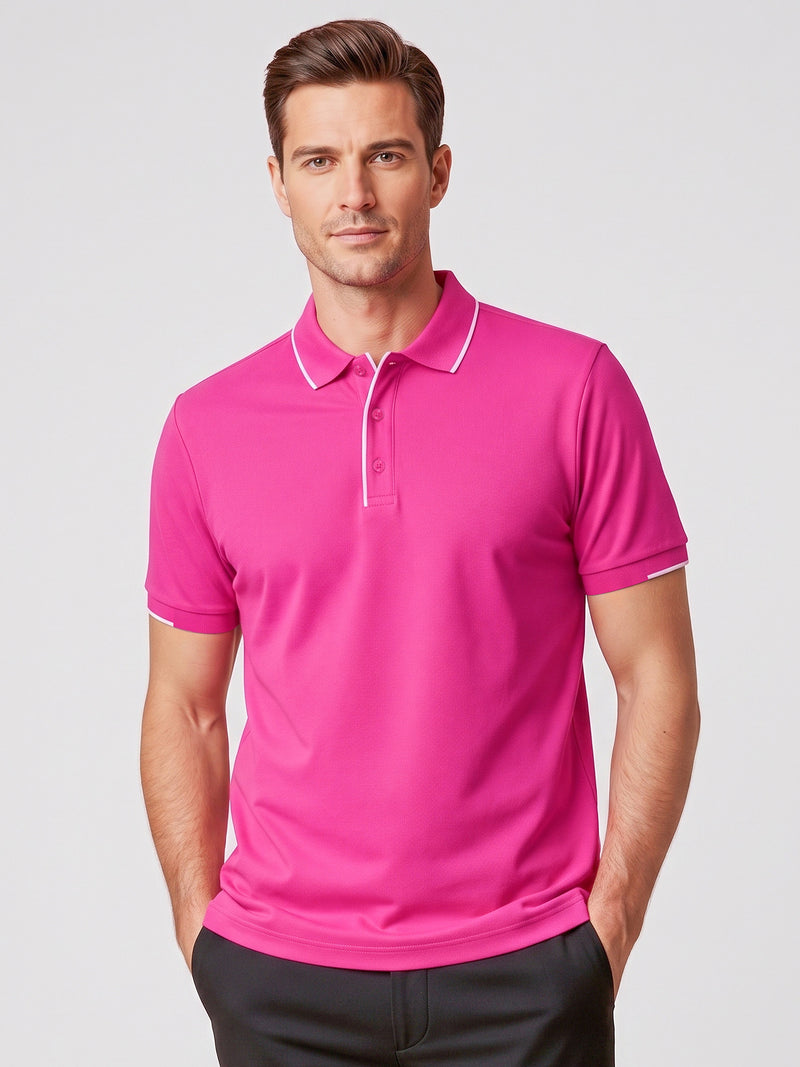Inaura Pink Mens Short Sleeve Polo — model view