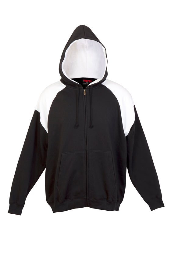 Mens Shoulder Contrast Zip Hoodie in Black/White