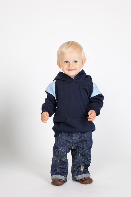Kids Shoulder Contrast Panel Hoodies in Grape/Grey