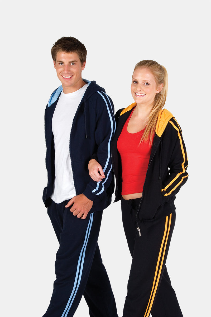 Mens Unbrushed Stripe Sleeve Hoodie in Black/Gold