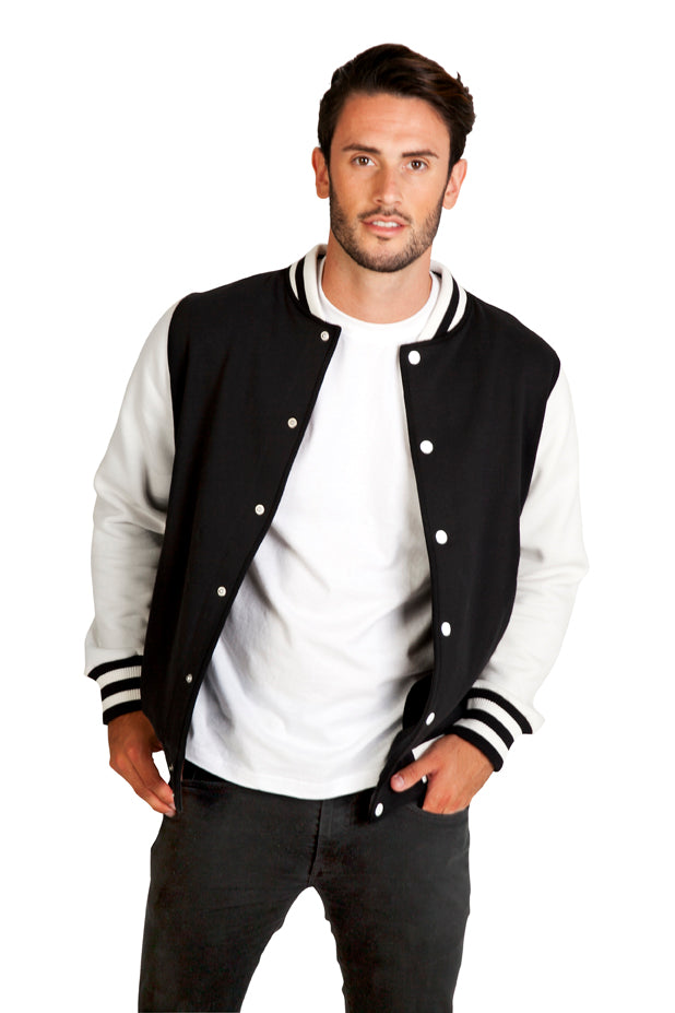 Mens Varsity Jacket in Black/White
