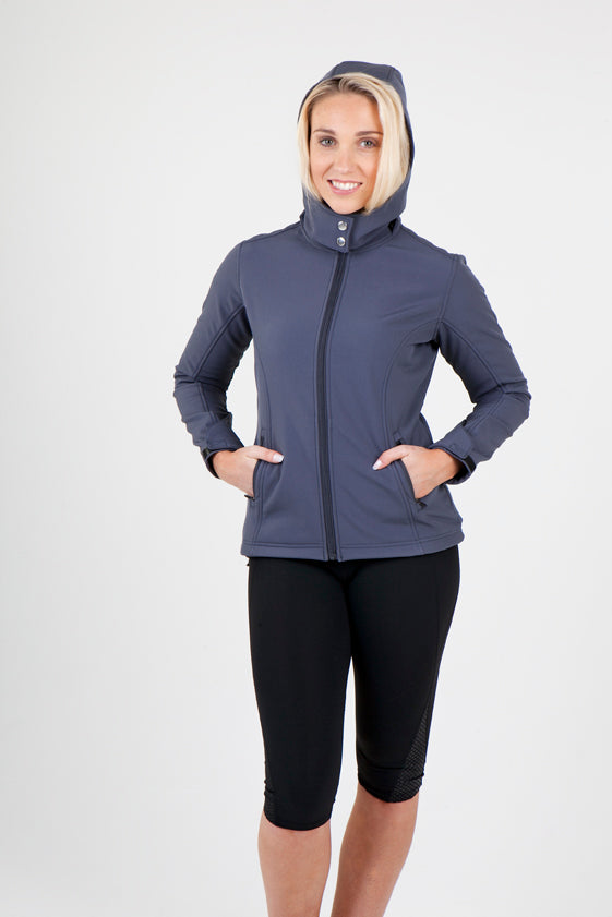 Womens Soft Shell HOODED Jacket - TEMPEST Range in Black