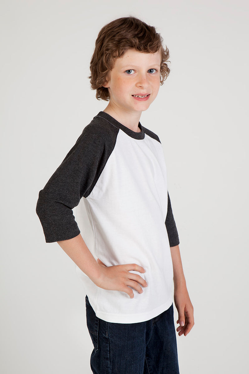 Kids 3/4 Raglan Sleeve T-shirt in Dark Marl/Black