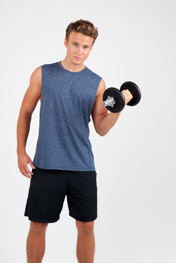 Mens Heather SLEEVELESS Tee - Greatness Range in Black
