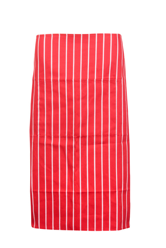 Striped Apron - Full-waist - Red/White front