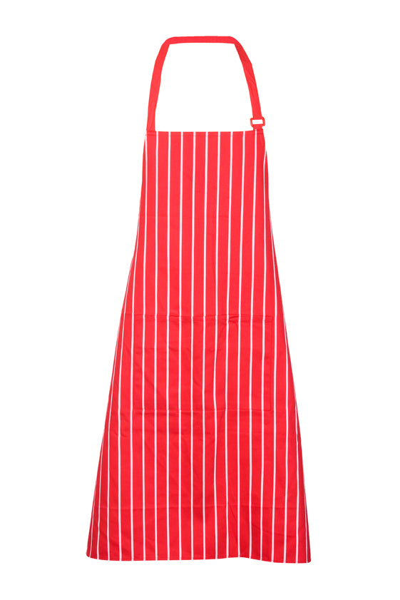 Stripe Apron - Full Bib - Red/White front