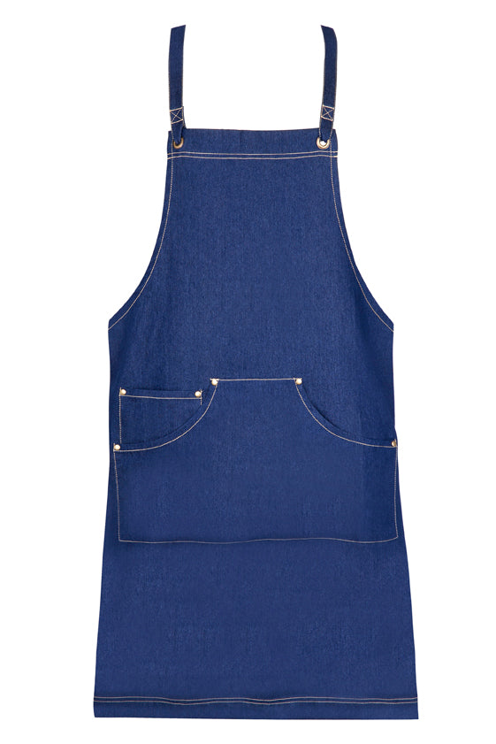 Full Body Cotton/Denim Apron - Navy Blue front