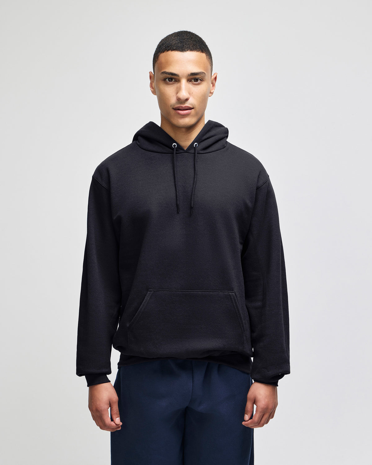 Champion S700 Powerblend pullover hoodie in Black, front view