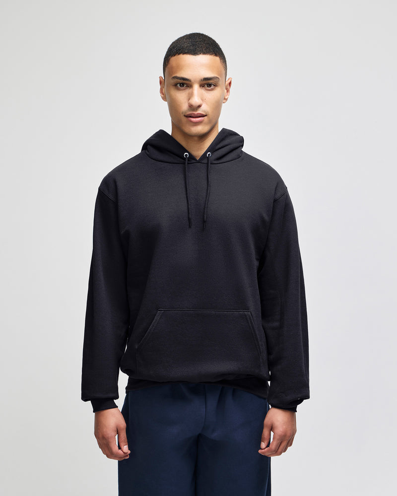 Champion S700 Powerblend pullover hoodie in Black, front view