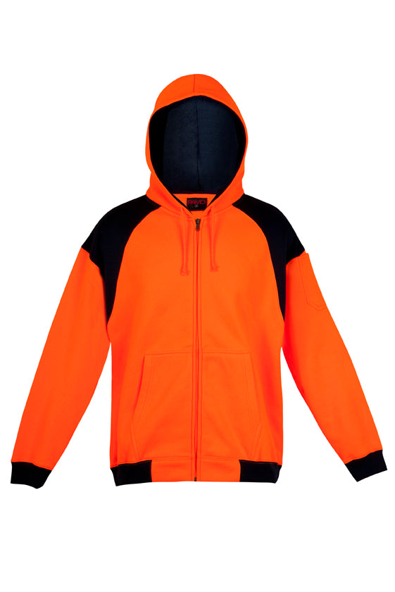 Men Shoulder Contrast Zipper Hoodies - WORKWEAR in Orange/Navy