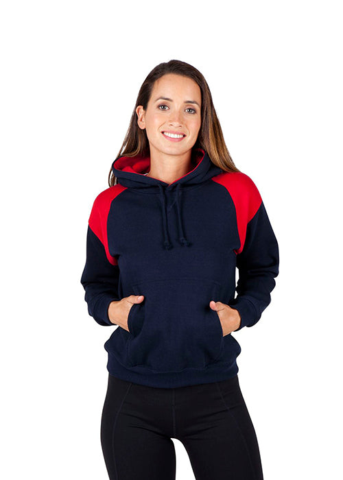 Womens/Juniors Shoulder Contrast Panel Hoodie in Black/Azure