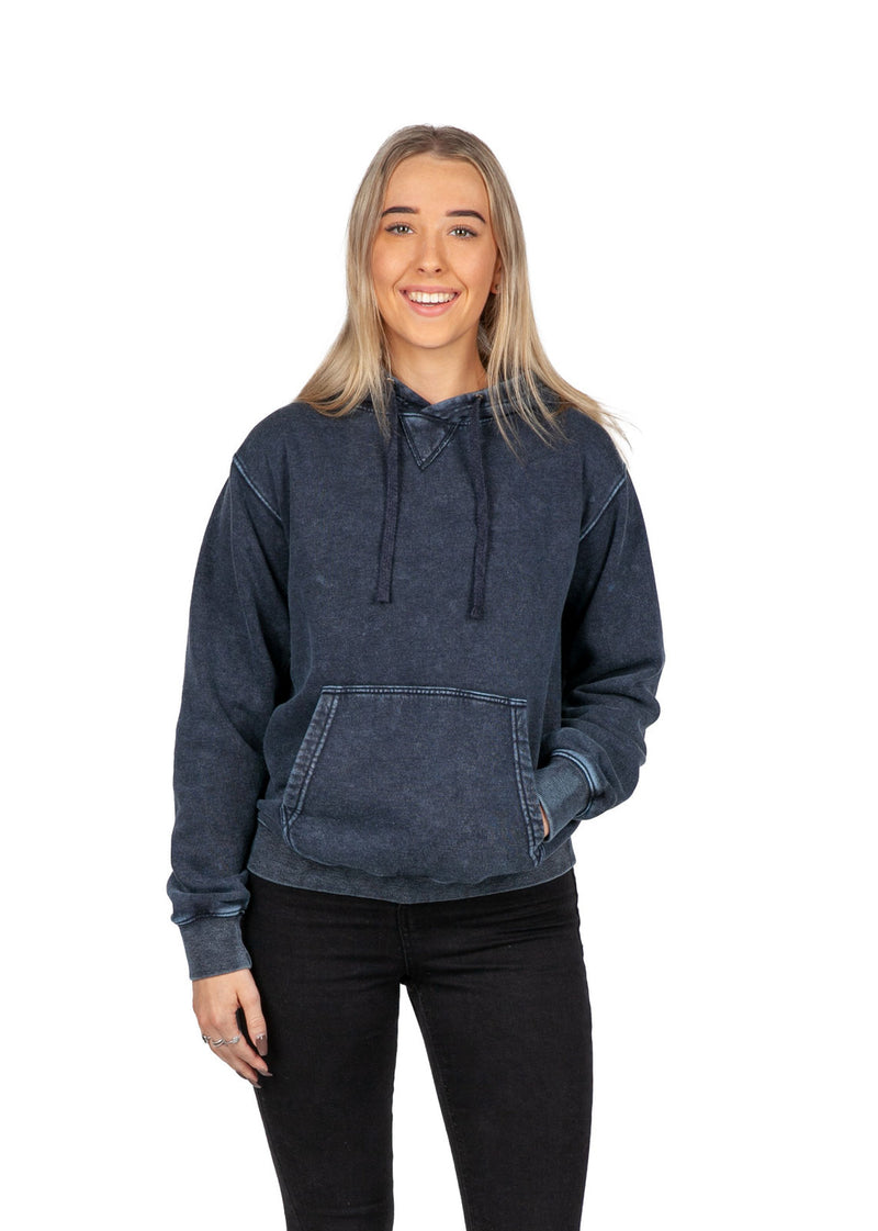 Womens'/Junior's Stone Wash Fleece Hoodie in Black