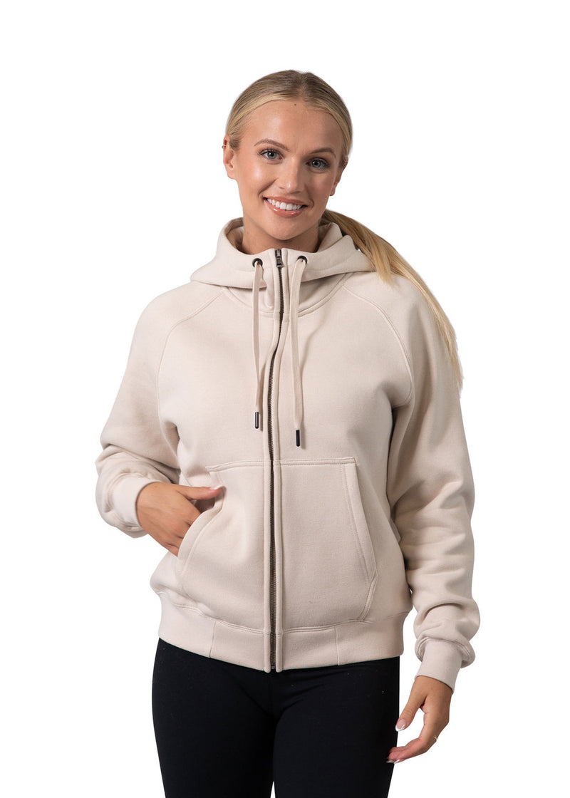 Womens/Junior' Cotton Care Kangaroo Pocket Zipper Hoodie in Black