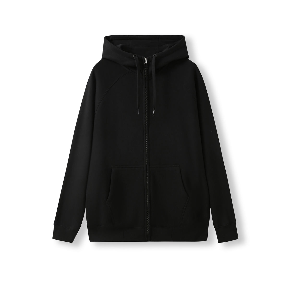 Mens' Cotton Care Kangaroo Pocket Zipper Hoodie in Black