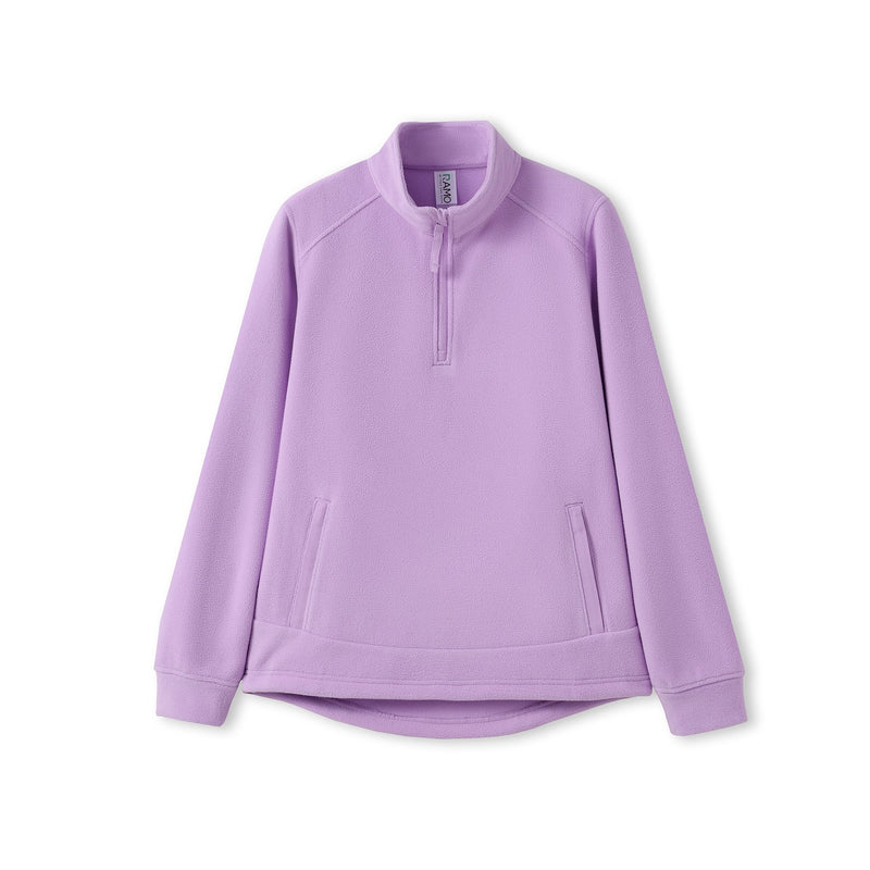 320gsm Women's Polar Fleece Half Zip Top in Black