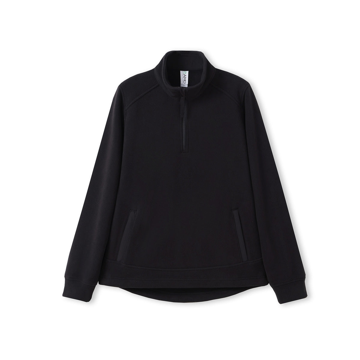 320gsm Women's Polar Fleece Half Zip Top in Black