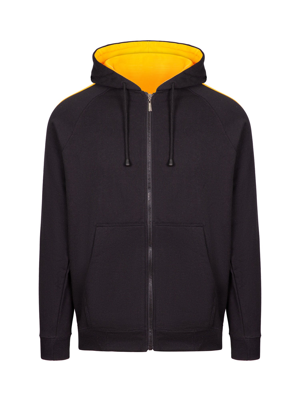 Mens Unbrushed Stripe Sleeve Hoodie in Black/Gold