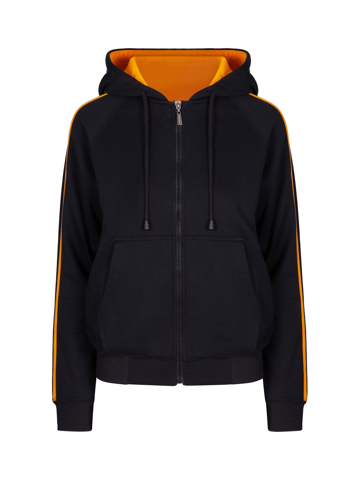 Womens/Junior stripe sleeves Hoodies in Black/Gold
