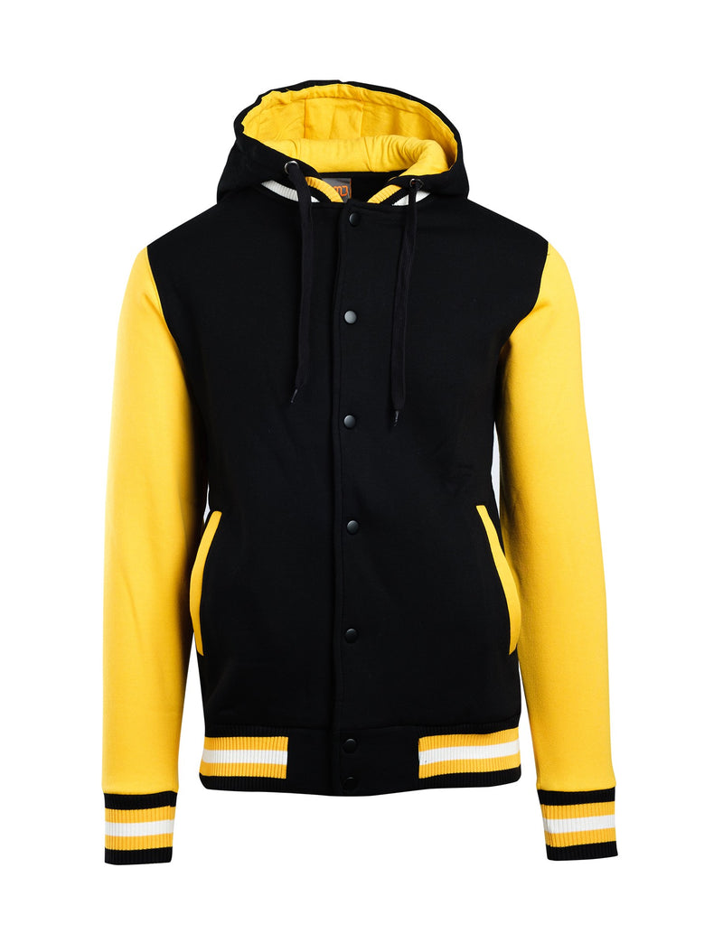 Women’s Varsity Jacket & Hood - Black/Gold front