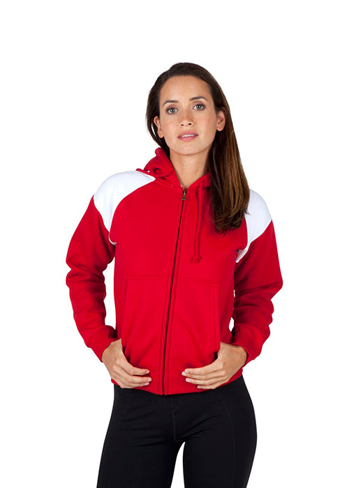 Womens/Juniors Shoulder Contrast ZIP Hoodie in Black/White