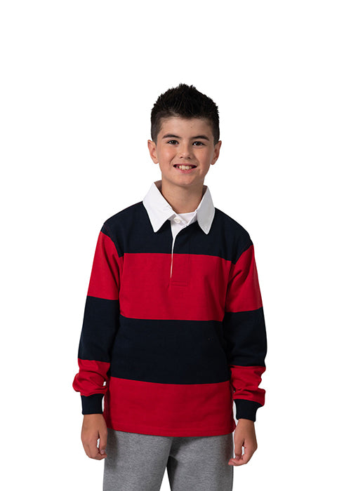 Kid's Rugby Polo Top in Black/Gold