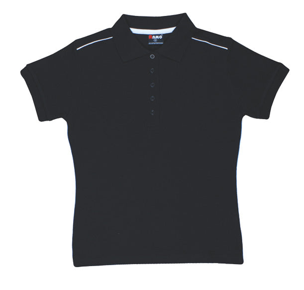 Women's Cotton Pique Knit With Piping in Black/White