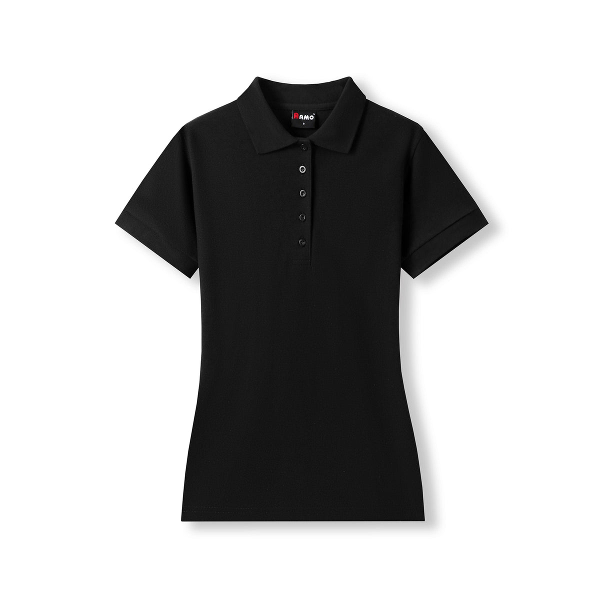 Womens 100% Cotton Pique Knit Polo in Black