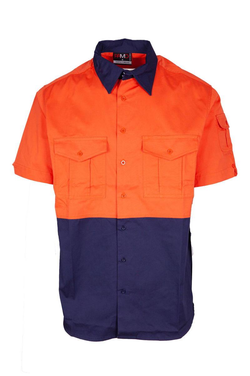 RAMO S007MS short sleeve cotton drill shirt, front view