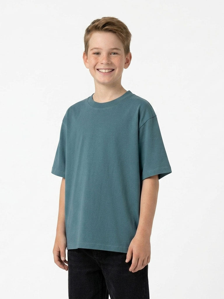 Kid's 240GSM 100% Organic Cotton Faded Tshirt in Arctic Ocean Faded