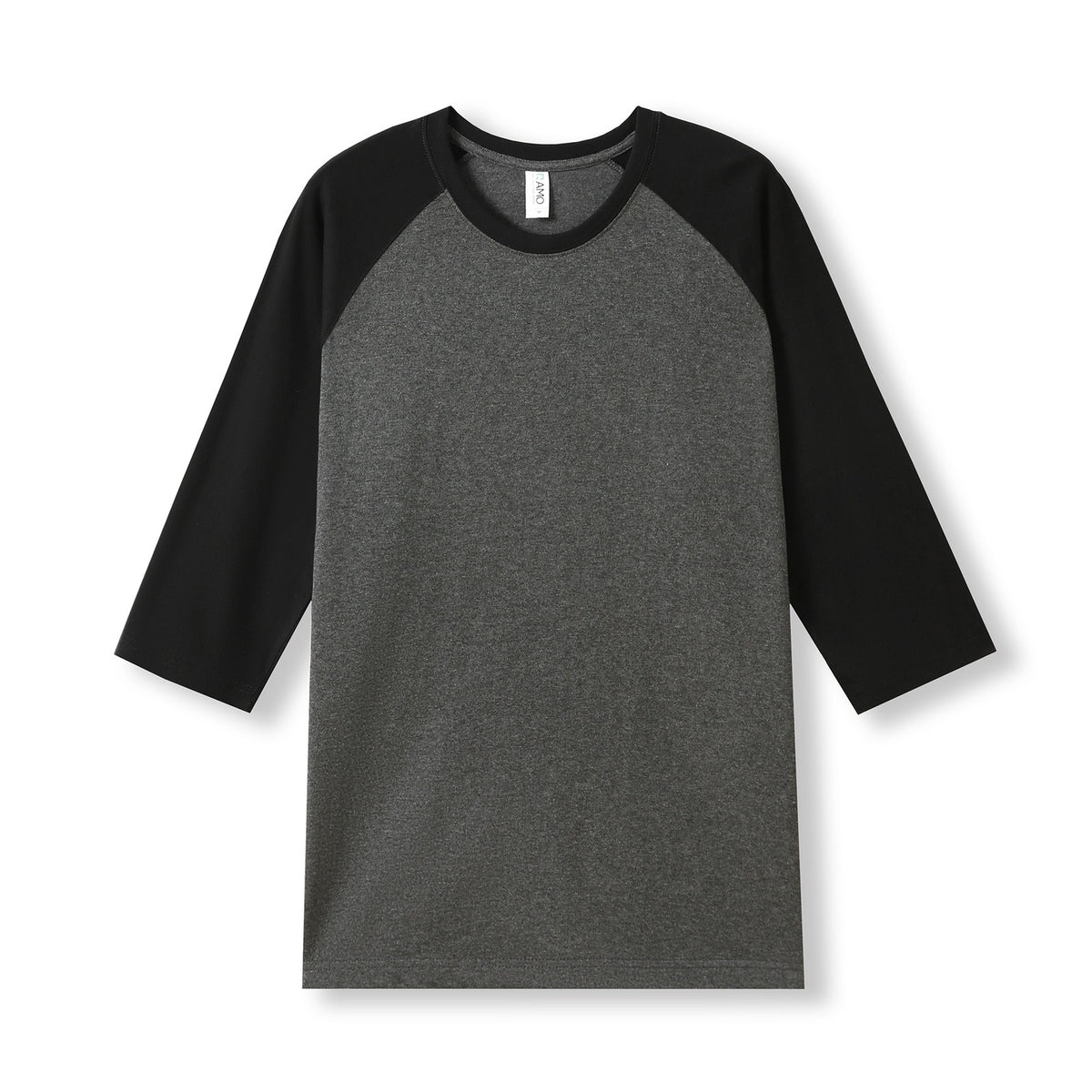 Men's / Unisex 3/4 Sleeve Raglan T-shirt in Dark Marl/Black