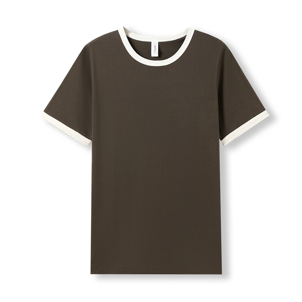 Men's / Unisex Ringer T-shirt in Brown/Bone