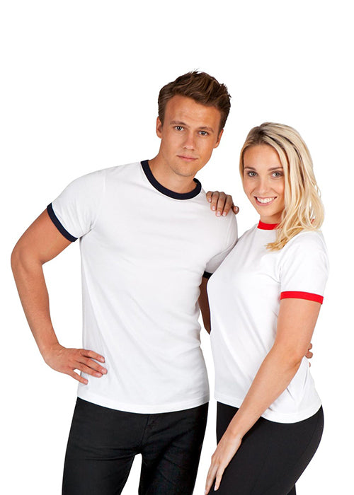 Men's / Unisex Ringer T-shirt in Brown/Bone