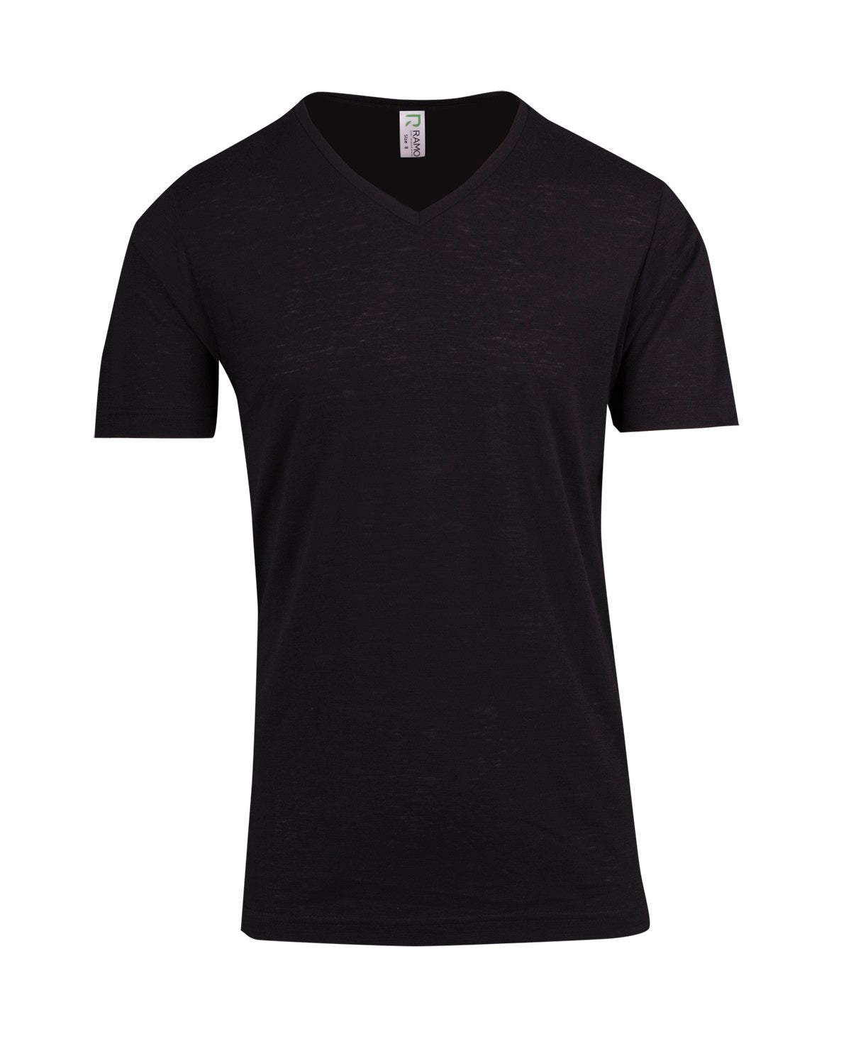 Men's / Unisex Raw Cotton Wave V Neck T-shirt in Black