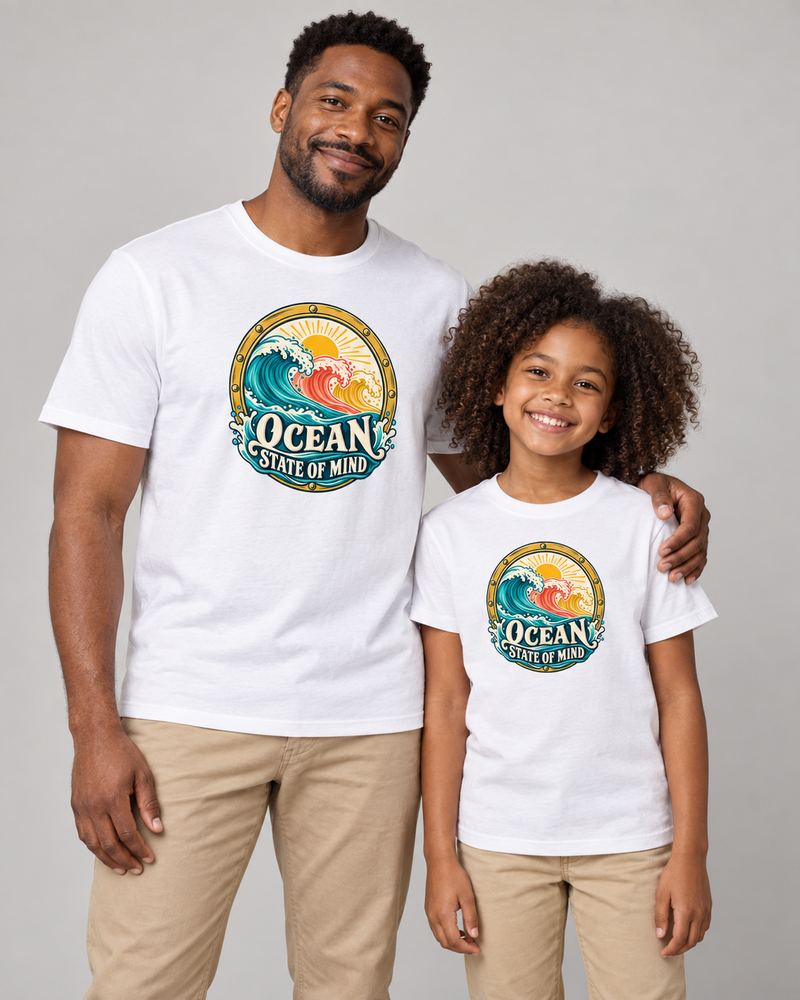 Ocean State of Mind matching parent and child T-shirts in White