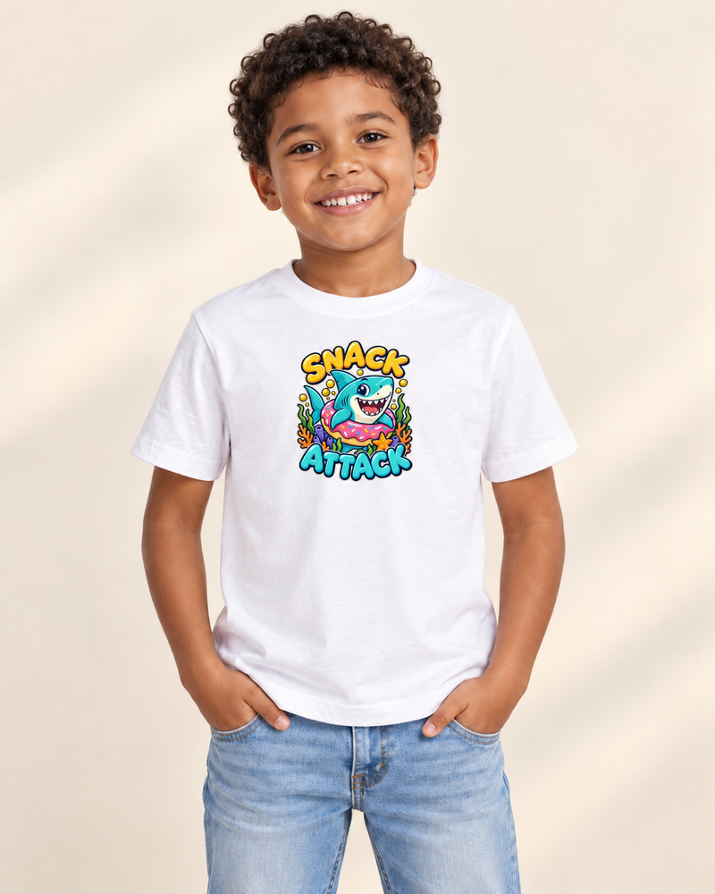 Shark Snack kids graphic T-shirt in White
