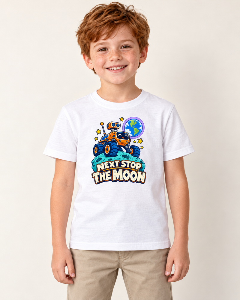 moon mission kids graphic T-shirt in White