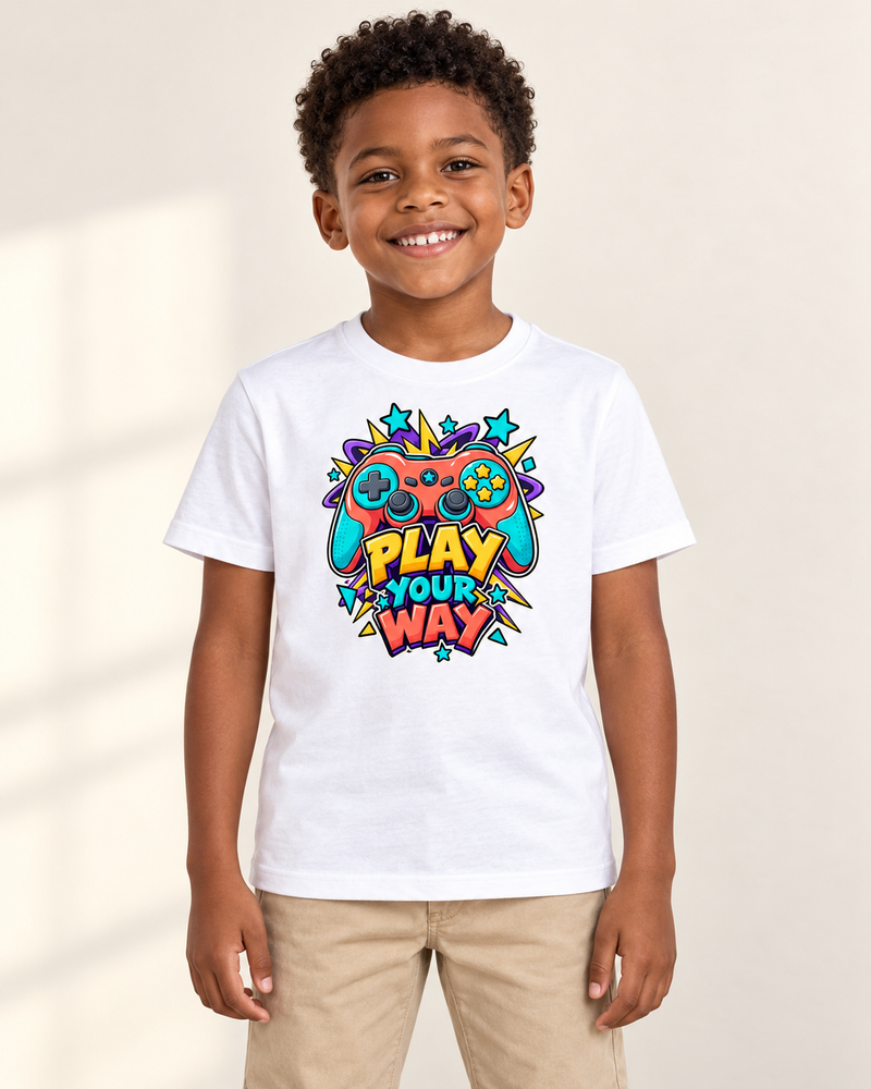 game on kids graphic T-shirt in White