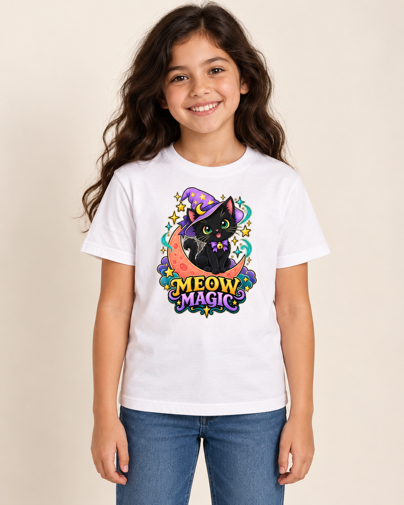 Moonlight Cat kids T-shirt White model preview