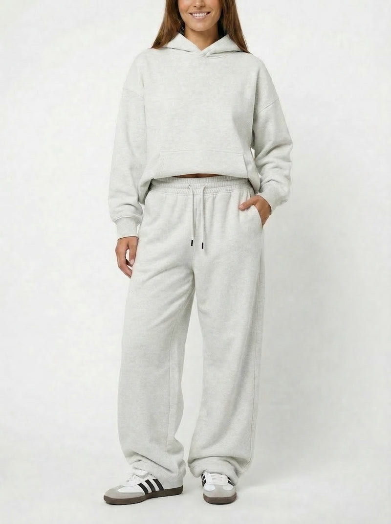 Unisex Wide leg fleece pants in Navy Faded