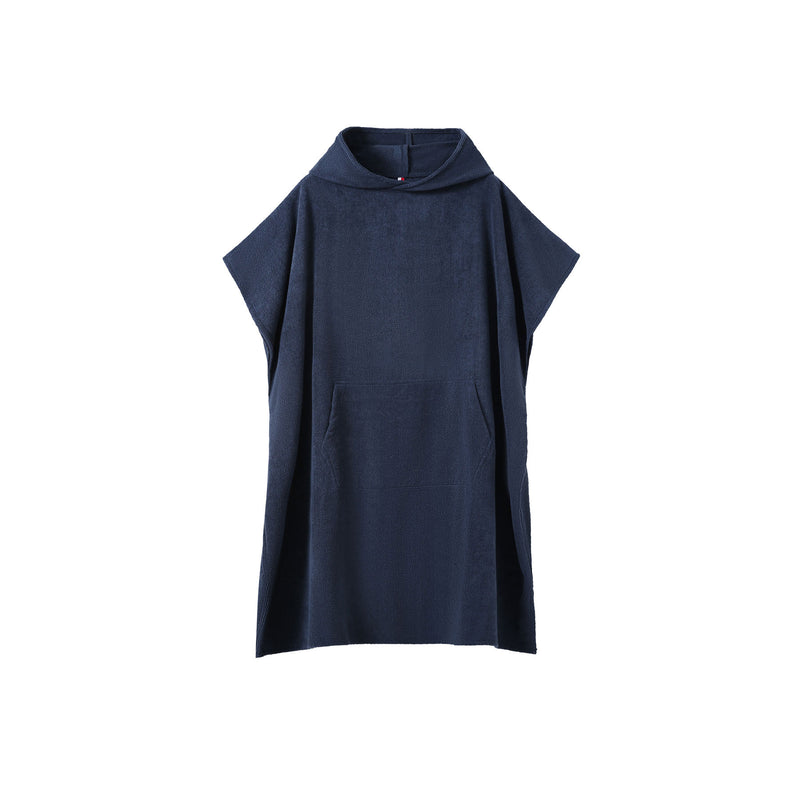 Kid's 380gsm poly/nylon hooded towel with kangaroo pocket - Navy Blue front