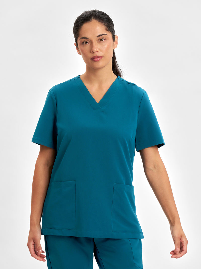 Inaura Pulse Womens V-Neck Scrub Top — model view