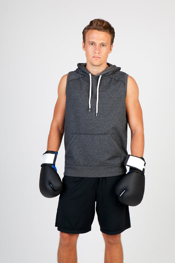 Men's Heather SLEEVELESS Hoodies - Greatness Range in Black