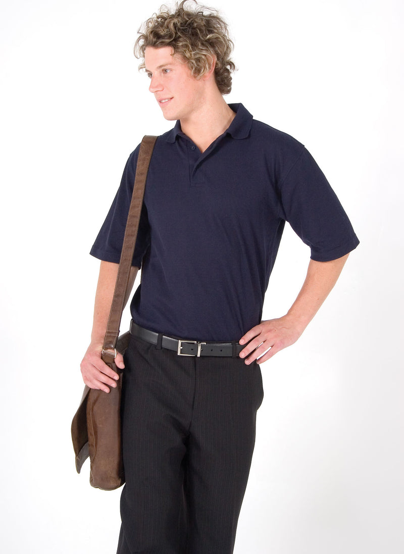 Mens Regular Pique knit Polo in Black