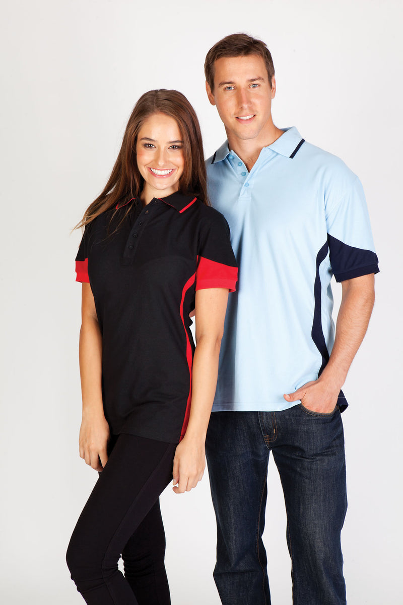 Mens Contrast Polo in Black/Red