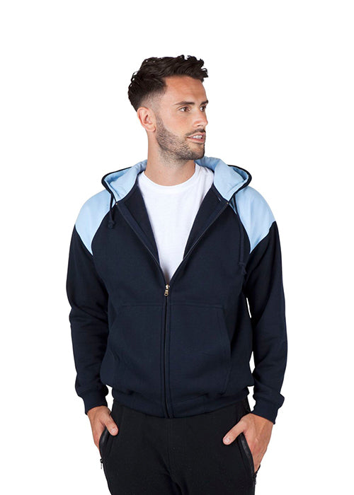 Mens Shoulder Contrast Zip Hoodie in Black/White