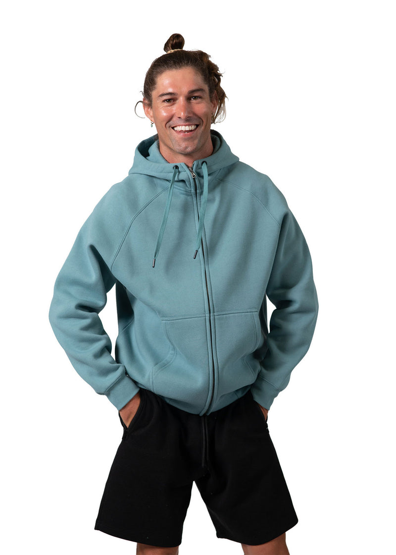 Mens' Cotton Care Kangaroo Pocket Zipper Hoodie in Black